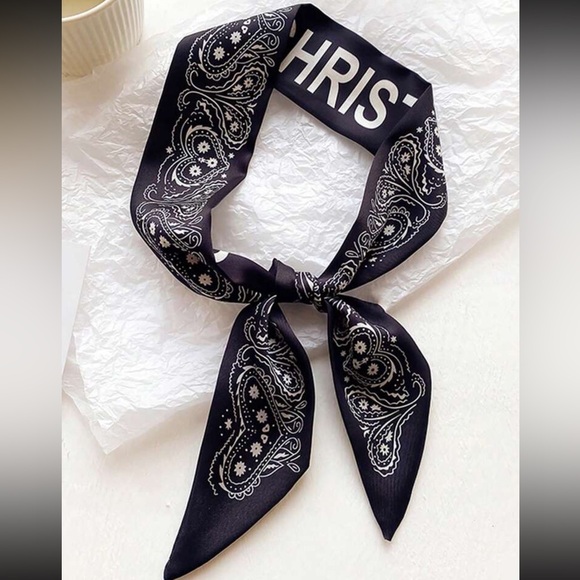 Elegant Black and White Paisley Twilly Scarf - You Pick - Picture 3 of 4